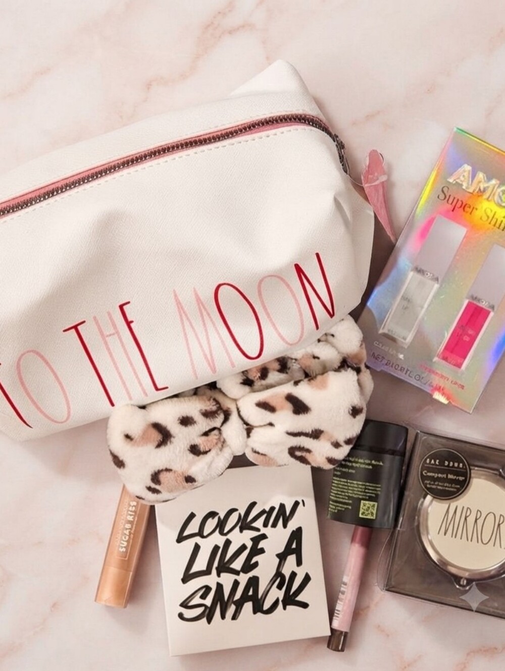 Rae Dunn NWT White Cosmetic Bag with Accessories